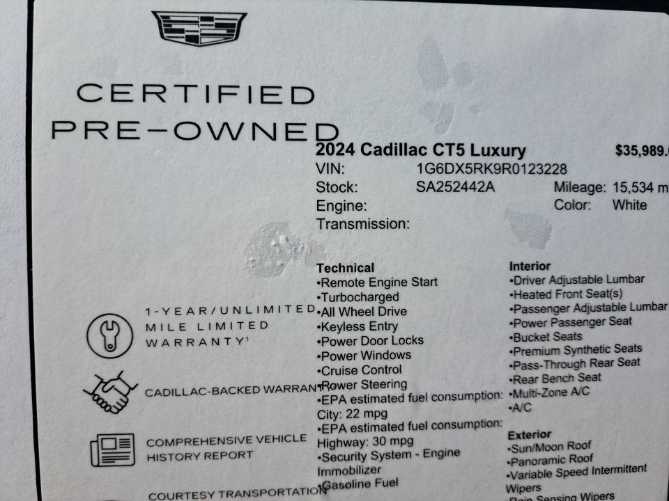 2024 Cadillac CT5 Luxury
