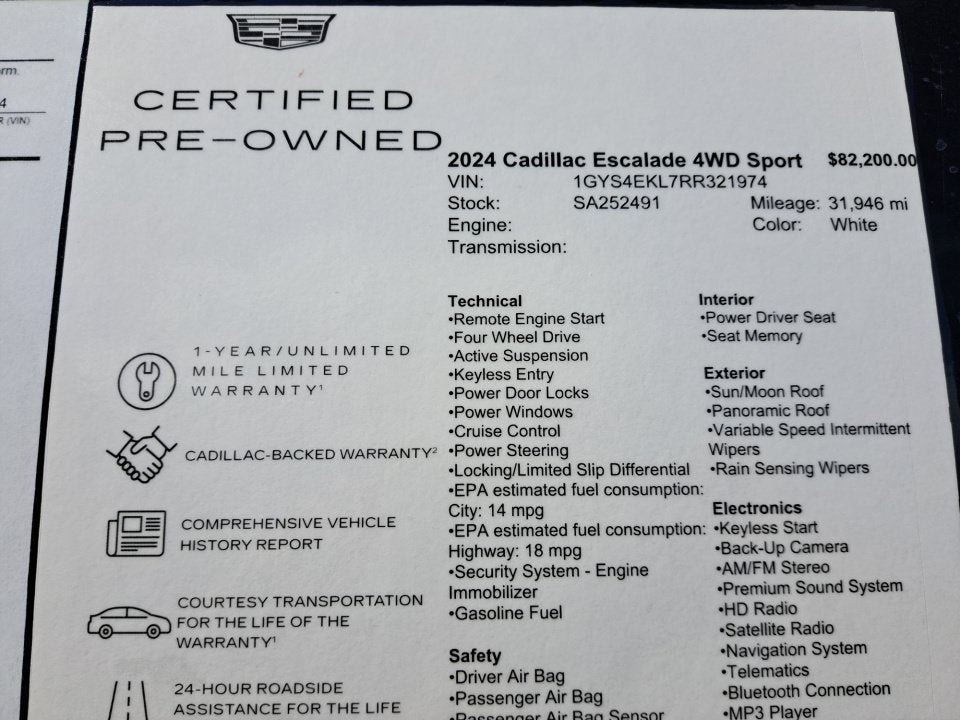 2024 Cadillac Escalade Sport