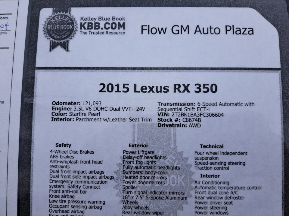 2015 Lexus RX 350 F Sport